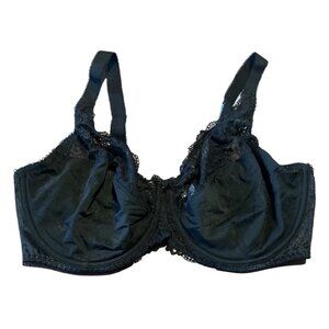 Delimira Lace Underwire Bra 38E Black W578 Full Support Adjustable Straps